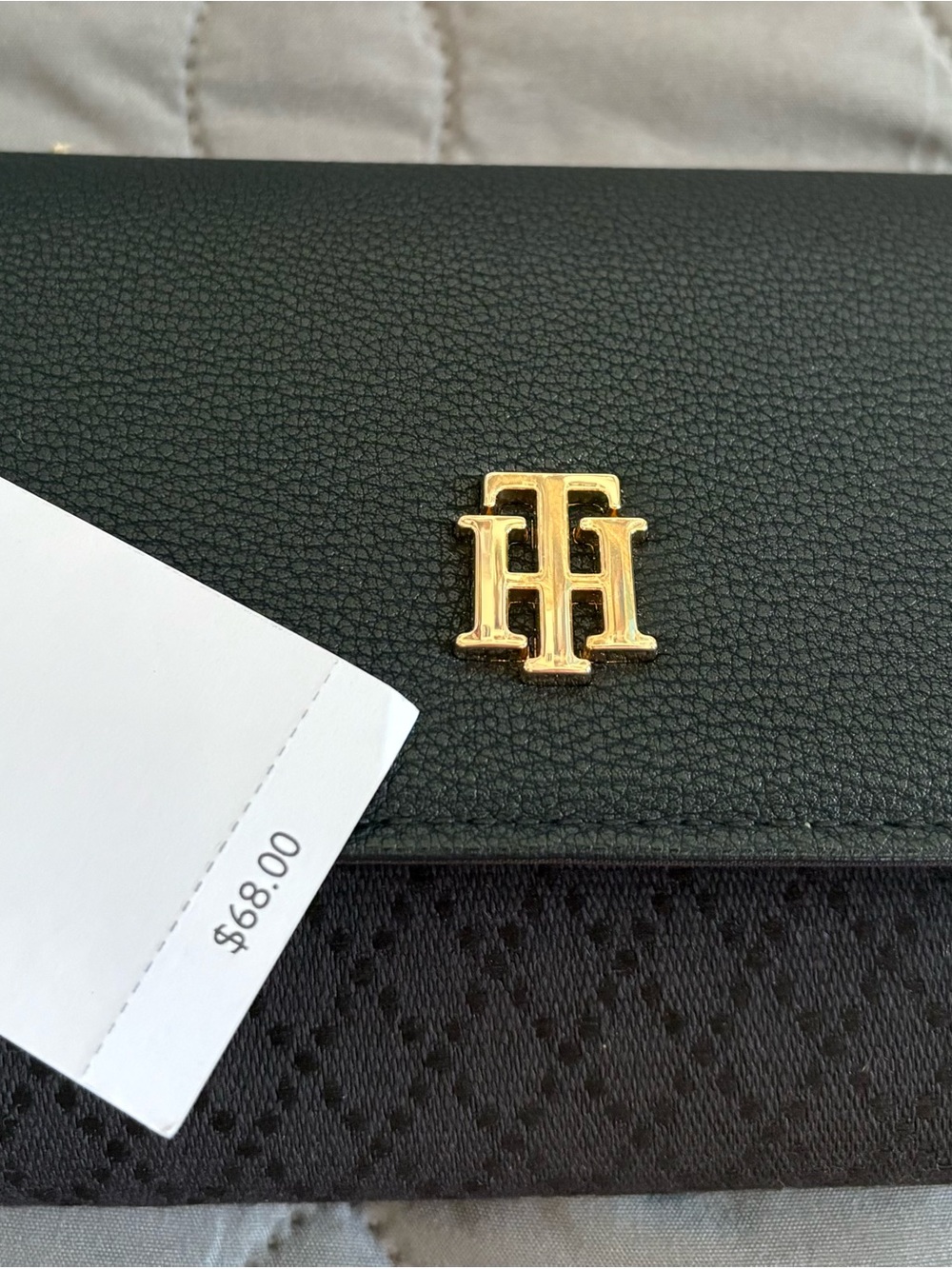 Tommy Hilfiger Black Wallet with Gold TH Logo